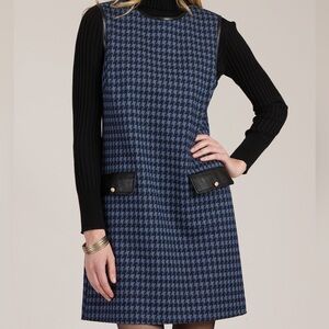 Tyler böe Blue and Black Houndstooth Dress